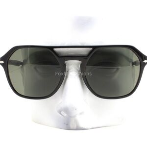 Persol Sunglasses PO3206S 95/58 Glossy Black Polarized Green Glass Gradient